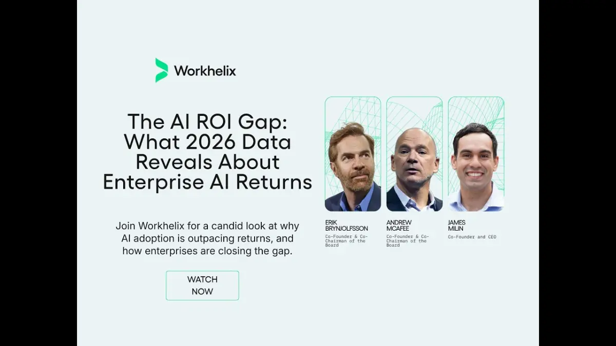 Erik Brynjolfsson, Andrew McAfee og James Milin i Workhelix-webinaret om AI og afkast