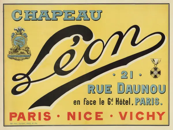 Chapeau Léon. 21 rue Daunou, en face le G(ran)d Hôtel, Paris