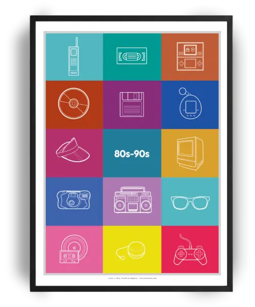 80's - 90's Icons — 18″ x 24″ (Vertical) / Matte